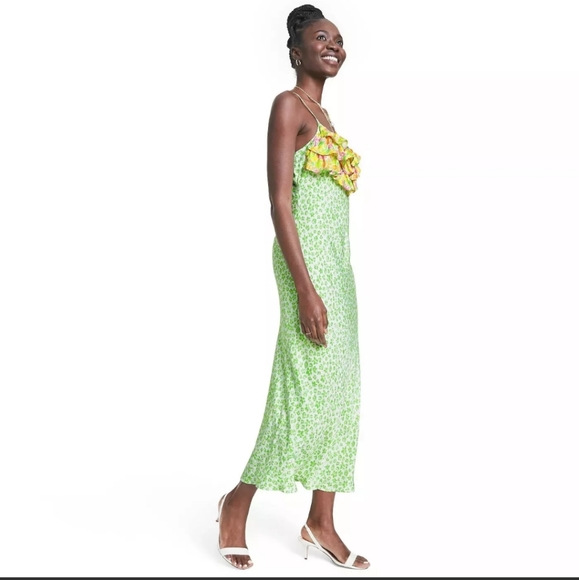 Sz L XL Rixo Target Leopard Ruffle Slip - Picture 4 of 6